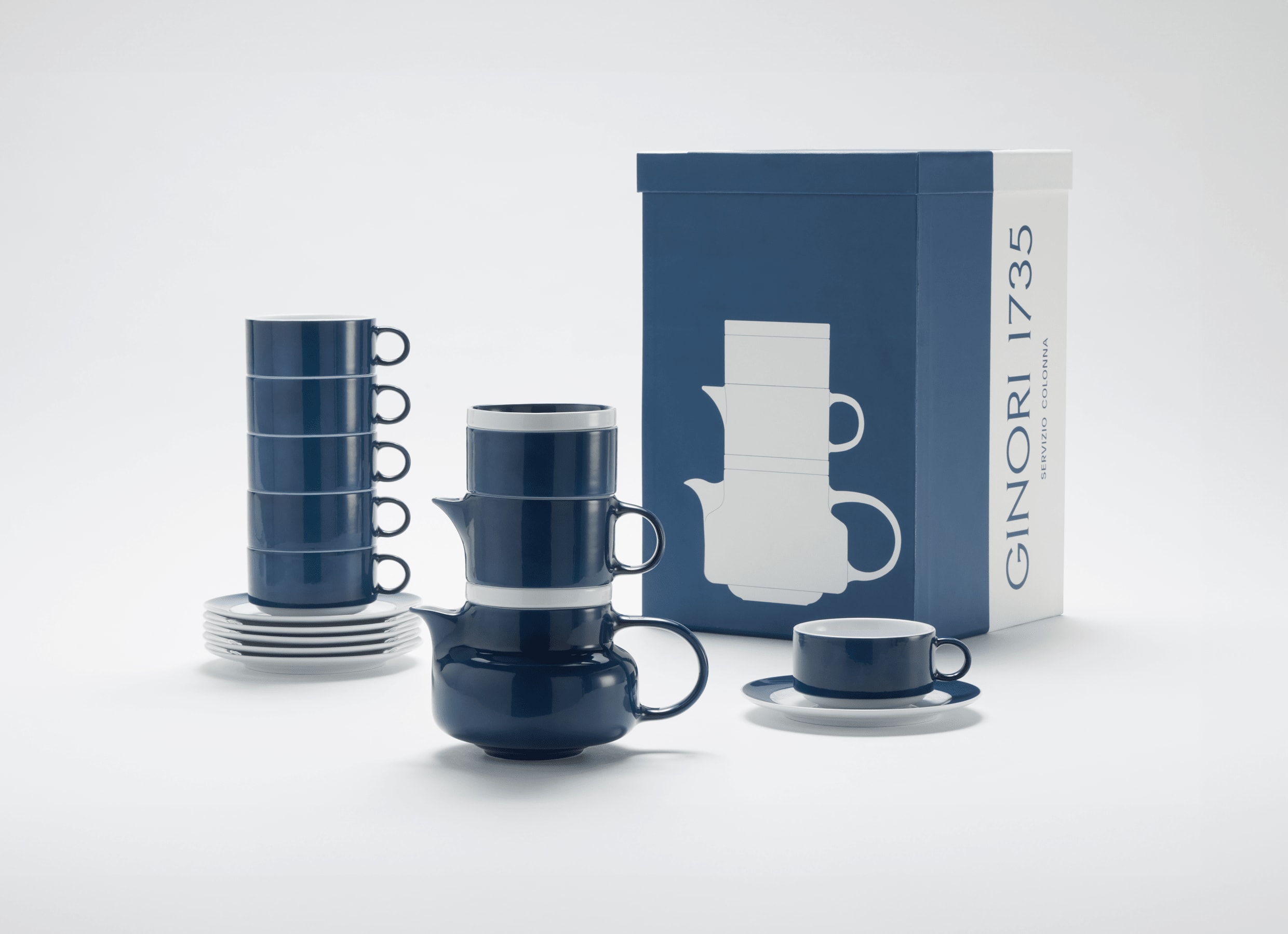 Tea service for 6 Blue | Colonna Re-Edition | Ginori 1735