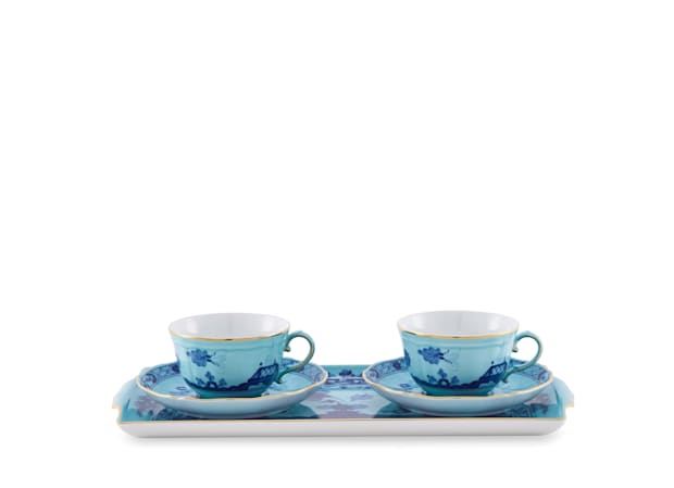 TEA SET FOR TWO WITH TRAY IRIS Oriente Italiano - Tesori-2