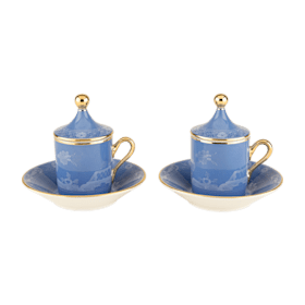 Azalea-pink porcelain coffee set for two | GINORI 1735