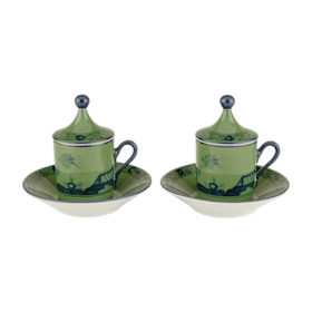 Azalea-pink porcelain coffee set for two | GINORI 1735