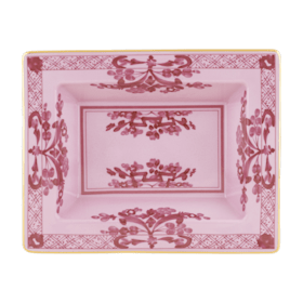 Azalea-pink porcelain rectangular change tray | GINORI 1735