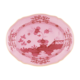 Azalea-pink porcelain large oval platter | Ginori1735 | GINORI 1735