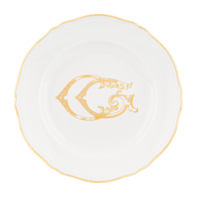 Gold dessert plates | Corona Monogram | GINORI 1735
